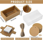 Roowest 50 Sets Kraft Soap Boxes Rectangle Packaging Box with Window Homemade Gift Box with Blank Tags and Jute String for Jewelry Candy Wrapping Party Favor(6.3 x 3.5 x 2 Inch,Kraft Color)
