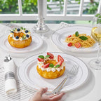 350 Pcs Silver Plastic Plates - Silver Dinnerware Set of 50 Dinner Plates 50 Dessert Plate 50 Silverware 50 Napkins 50 Cups for Christmas Party&Wedding