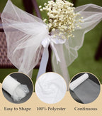 Tulle Fabric Roll, 54" x 10 Yards (30FT) Tulle for Wedding Christmas Decorations Pew Bow Tutu Party Backdrop Baby Shower Table Skirts Gift Wrapping Garden Netting (White)
