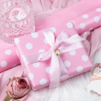 Burymento Pink and White Dots Wrapping Paper, Reversible Pink Gift Wrap for Birthday, Valentines, Mothers day, Graduation, Wedding, Fathers day, Baby Shower, Christmas (17in x 32.8ft)