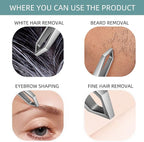 Beard Tweezers, White Hair Plucking Tweezers, Stainless Steel, Fine Hair Removal Tweezers, Eyebrows Shaping Tool, 5mm Tip, Cyan PU Case 1Pack, Silver, 1.0 Count, (BRTW-SSS-96WDQP)