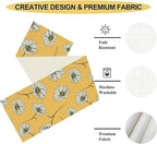 Daisy Floral Table Runner, Farmhouse Spring Seasonal Summer Teal Green White Flower Rustic Abstract Table Center Decor for Home Kitchen Dining Holiday Party Indoor Table Decorations, 13"x36" Inch