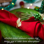 Hotop 200 Pcs Napkin Rings Gold Table Decorations, Elegant Bling Leaves Napkin Rings, Rhinestone Guest Towels Buckle for Wedding Gold Party, Thanksgiving Christmas Dinner Banquet Table Decoration