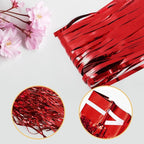5 Pack Red Foil Curtain Backdrop 3.2ft x 9.8ft Metallic Tinsel Foil Fringe Curtains Streamer Photo Booth Backdrop for Birthday Party Engagement Bachelorette Party Decorations (Red)