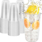 60 Pcs Disposable Stemless Clear Glasses 18 oz NATURAL Arc Crystal Plastic wine glasses Clear Classic Pet Cup for Meeting Weddings Birthdays Cocktail Christmas Party Supplies