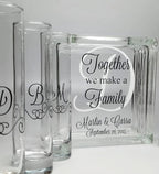 Glass Personalized Blended Family Sand Ceremony Set - Printed w Ink - Unity Sand Set for Weddings w LID, Sand - Together We Make a Family Sand Ceremony Kit for Wedding - Unity Candle Alternative