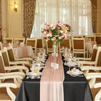TURSTIN 4 Packs Black Satin Tablecloth 102 x 58 Inch Overlay Satin Table Cover Rectangle Bright Silk Tablecloth Smooth Fabric Table Decoration for Wedding Banquet Party Events