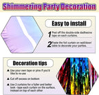 6 Pack Rainbow Foil Fringe Curtain Backdrop, 3.28Ft x 8.2Ft Metallic Tinsel Foil Fringe Streamer Curtains for Photo Booth, Birthday, Wedding, New Year Party Decorations