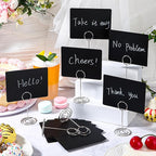 TecUnite 24 Pack Mini Chalkboard Signs, 4"x3" Small Table Place Cards with Metal Stand and 2 Marker Pens Food Labels for Party Buffet, Tabletop Blackboard Signs Name Tags for Wedding Bakery(Sliver)
