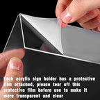 Vicenpal 60 Pcs 7x5 Inch Clear Acrylic Sign Holder Plastic L-shape Vertical Menu Stand, Picture Photo Frames, Table Paper Holder, Flyer Sign Display Stand for Restaurants, Store, Office, Wedding