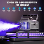 Fog Machine with RGBW LED Lights, 1200W Professional Smoke Machine, 1L Tank, 3000CFM Output, 14 Colors for DJ Party Stage Wedding Halloween 2PACK