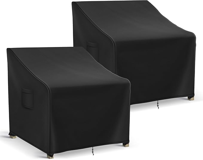 Patio Furniture Covers Waterproof for Chairs, Lawn Outdoor Chair Covers 2 Pack, Patio Chair Covers for Outdoor Furniture Fits up to 36W x 37D x 36H inches, Black