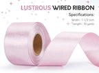 White Satin Wired Ribbon 1-1/2 Inch Double-Faced Glitter Sliver Ribbons for Wreath, Christmas Tree Decoration, Gift Wrapping, Home Decor 10 Yards
