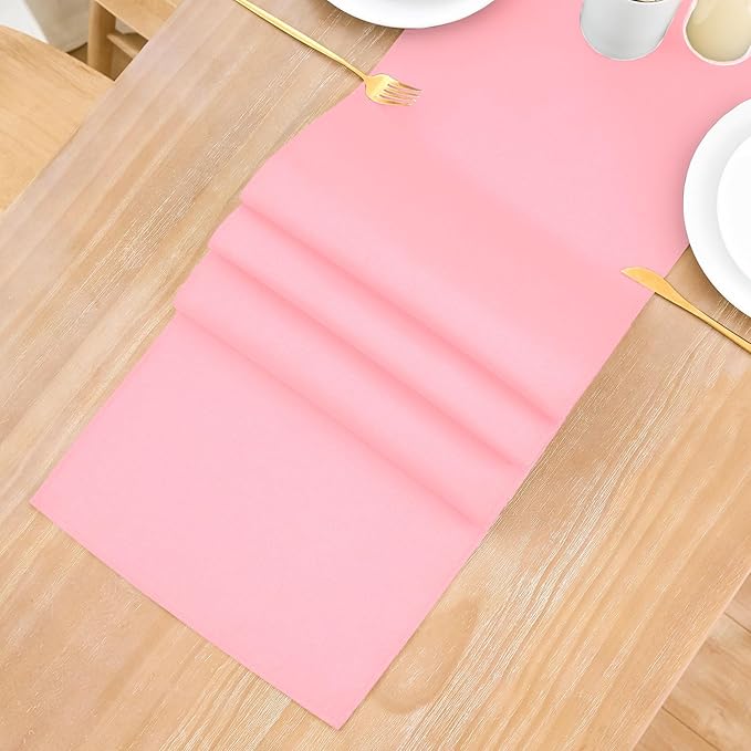 2 Pack Pink Small Short Table Runner 12 x 48 Inch Solid Color Runners Coffee Table Dresser for Daily Party Home Decoration
