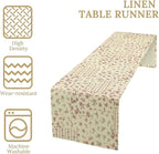 Floral Table Runner, Watercolor Rose Flower Kitchen Table Decoration Vintage Spring Home Tablecloth for Birthday Party Picnic Decoration 13x120 Inch 1PCS