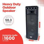 Pyle Portable Cabinet PA Speaker System - 1600 Watt Outdoor Stereo Sound Speakers w/ Dual 12" Woofers, 3.4" Piezo Tweeters, 5"x12" Super Horn Midrange, Crossover Network