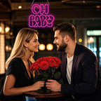 Oh Baby Neon Sign for Wall Decor,Dimmable Neon Lights gifts for Lover Baby Birthday Wedding Party Kids Bedroom Valentine's Day Gender Reveal Size:12.6 * 11.61In(Rose red)