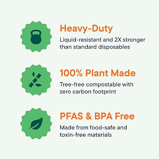 100% Compostable Paper Bowls 16 oz. [1000 Count] Heavy-Duty Soup Bowls - Natural Brown Color Unbleached Bagasse Bowls - Eco-Friendly Disposable Biodegradable Sugarcane - [Bulk Case 8/125 Pack]