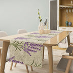 Floral Lavender Table Runner,Vintage Rustic Country Romantic Purple Flower Pattern Print Burlap for Hotel Indoors Outdoor Dining Room Kitchen Home Decor, 13x60in