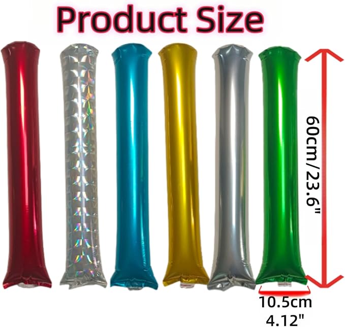 48pcs Round Head Boom Sticks Thunder Sticks Cheering Sticks Team Spirit Plastic Cheerleading Spirit Stick Clapper Inflatable Noise Maker Sports Supply (Metallic Green)