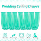 DUOBAO 5FTx20FT Mint Chiffon Ceiling Drapes | Elegant Wedding Backdrop | 6 Panels Sheer Curtains for Banquets, Graduations, and Proms