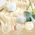 12Pcs Beige Cheesecloth Table Runner 120 Inch10FT Beige Rustic Boho Cheesecloth Table Runnerfor Wedding Party Baby Shower Birthday Home Decor Holiday Decorations