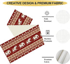 Boho Elephant Table Runner, Vintage Tribal Traditional African Animals Ethnic Folk Red Table Center Decor for Home Kitchen Dining Patio Holiday Party Indoor Outdoor Table Decorations, 13"x90" Inch