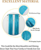 ShinyBeauty Sparkle Backdrop Curtain Aqua 2 Panels Set Sequin Photo Backdrop Turquoise 2FTx8FT Sequin Backdrop Curtain Aqua Blue Pack of 2-1220S