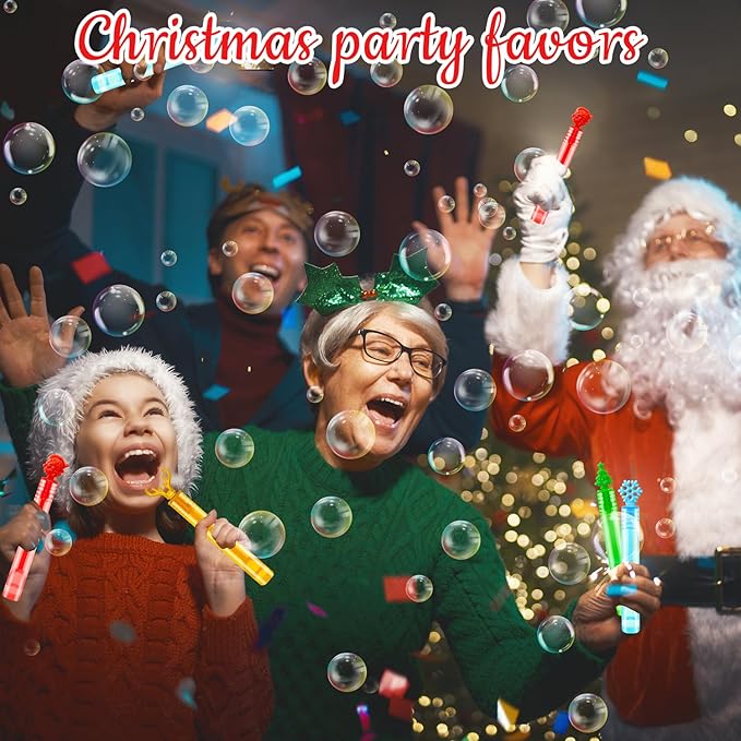 Christmas Mini Bubbles Wand Party Favors Supplies Bulk for Kids 100 Pack,Goodie Bag Stocking Stuffers Fillers for Toddlers,Small School Classroom Bulk Toys Gifts Treats Prizes Giveaways for Students