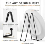 TR-LIFE 16 Inch Heavy Duty Plate Stand (2 Pack) - Metal Display Easel for Large Plates, Picture Frames, Signs, Posters, and Decorative Platters