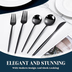 NOCCUR 40-Piece Stainless Steel Black Silverware Set for 8 - Black Utensils Set Include Knives Spoons and Forks for Home&Party