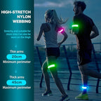 LED Armband Running USB Rechargeable(2 Pack), High Visibility Wristband for Runners, Joggers, Pet Owners, Cyclists, Adjustable Waterproof Reflective Bracelets for Night Running, Walking
