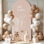 6FT Nude Arch Backdrop Cover - Polyester Fitted Wedding Arch Stand Covers Round Top Chiara Arch Backdrop Cover for Birthday Party Banquet Photo Background Decoration