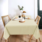 sancua 2 Pack Beige Tablecloth 60 x 84 Inch, Rectangle 4 Feet Table Cloth - Stain and Wrinkle Resistant Washable Polyester Table Cover for Dining Tables, Buffet Parties and Camping