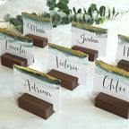 UNIQOOO 12 Pack 2" Rustic Walnut Wood Stands for Cardstock, Wedding Table Numbers Holders, Photo Holder, Photo Display Stand for Event Decor, Retail Shop, Cafe Restaurant Menu, Business Card, Name Tag