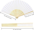 Aneco 18 Pieces White Handheld Cloth and Bamboo Folding Fans for Wedding Decoration, Church Gifts, Party Favors, DIY Decoration