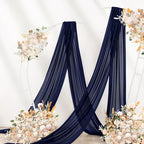 Navy Blue Wedding Arch Draping Fabric 4 Panels 29" x 20 FT Navy Wedding Drapes for Backdrop Sheer Curtain Drapes for Romantic Bridal Baby Shower Ceremony Birthday Party Fall Outdoor Events