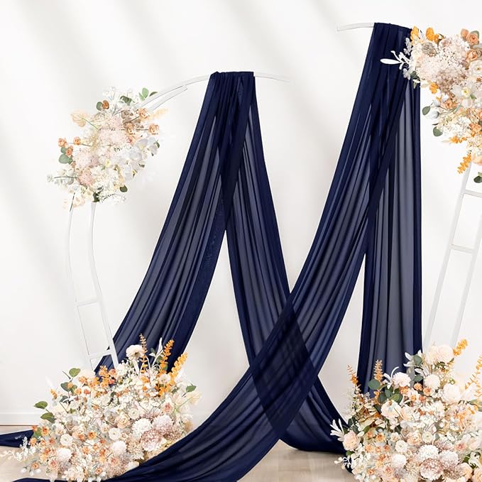Navy Blue Wedding Arch Draping Fabric 29" x 20 FT Navy Wedding Drapes for Backdrop Sheer Curtains Drapes for Romantic Bridal Baby Shower Ceremony Birthday Party Fall Outdoor Events
