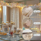 10×8ft Tulle Backdrop Curtains with Lights String - 300LED Fairy Lights Sheer Curtain Backdrop for Weddings Baby Shower and Birthday Party Decorations(8 Panels 5×8ft)