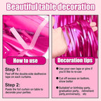 3 Pack 29 x108 Inch Rose Red Foil Fringe Table Skirts Metallic Banner for Tinsel Streamer Garland Backdrop for Parade Floats Wedding Thanksgiving Birthday Christmas Halloween New Year Party Decoration