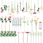 Hoteam 26 Pcs DIY Flower Garland Artificial Hanging Wildflower Backdrop Set Fake Rose Eucalyptus Daisy Poppy Wild Flower Decor for Wedding Party Birthday Home Garden (White,Champagne,Pink)
