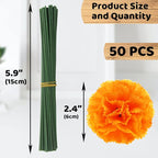 Hananona 50 Pcs Marigold Flower Heads Bulk, Silk Marigolds with Stems Artificial Mexican Flowers for Diwali Day of The Dead Dia De Los Muertos Ofrenda Decor