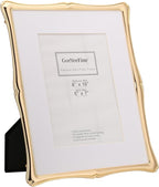 8 x 10'' Premium Alloy Gold Photo Frame with Acid Free 5x7'' Mat - High-End Décor Metal Frames 5x7'' with Black Velvet Back