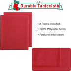 Hiasan 2 Pieces Red Tablecloth Rectangle - Wateproof and Spillproof Kitchen Christmas Washable Polyester Table Cloth for Dining Room, 54 x 80 Inch