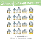 Glasseam Mini Bud Vases for Centerpieces: Clear Small Flower Vase Set of 20 Cute Tiny Glass Table Centerpieces Modern Wedding Birthday Party Baby Shower Dining Room Decoration Yellow Blue