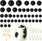 MIAHART Ball Cake Toppers Boho Grass Cake Topper Ball Cake Insert Decoration for Birthday Wedding Baby Shower Party Decorations Boho Themed Party Supplies (Black)