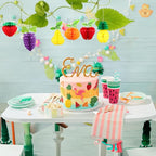 Gyufise 6Pcs Fruit Honeycomb Centerpieces Hawaiian Summer Fruit Table Toppers Tropical Fruit Party Decorations Pineapple Strawberry Grape for Hawaiian Luau Fruit Themed Party