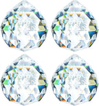 HDCRYSTALGIFTS 4 Pack 40MM Clear Crystal Prism Ball Suncatchers Rainbow Pendants Maker, Hanging Crystals Chandelier Prisms for Windows Home Decoration
