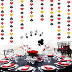 Red-Black Gold Casino Party-Decorations Streamers-Garland - 52ft Poker Theme Hanging Paper Banner,Adults Game Night Birthday Wedding Bachelorette Decor Hugfond