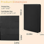 Premium 1000+ Pockets Trading Card Binder, 16-Pocket Ringless Side-Loading Album for TCG, MTG, Lorcana, Sports & Standard-Size Cards (Black2)